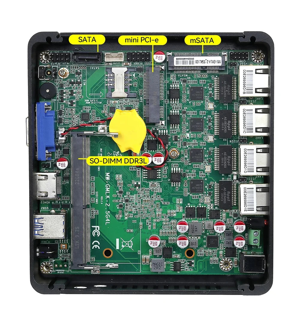 XCY Firewall Appliance Mini PC Intel Celeron J1900 Quad-Cores 4x LAN 2.5G i225V i226V Network Card Soft Router Pfsense OPNsense