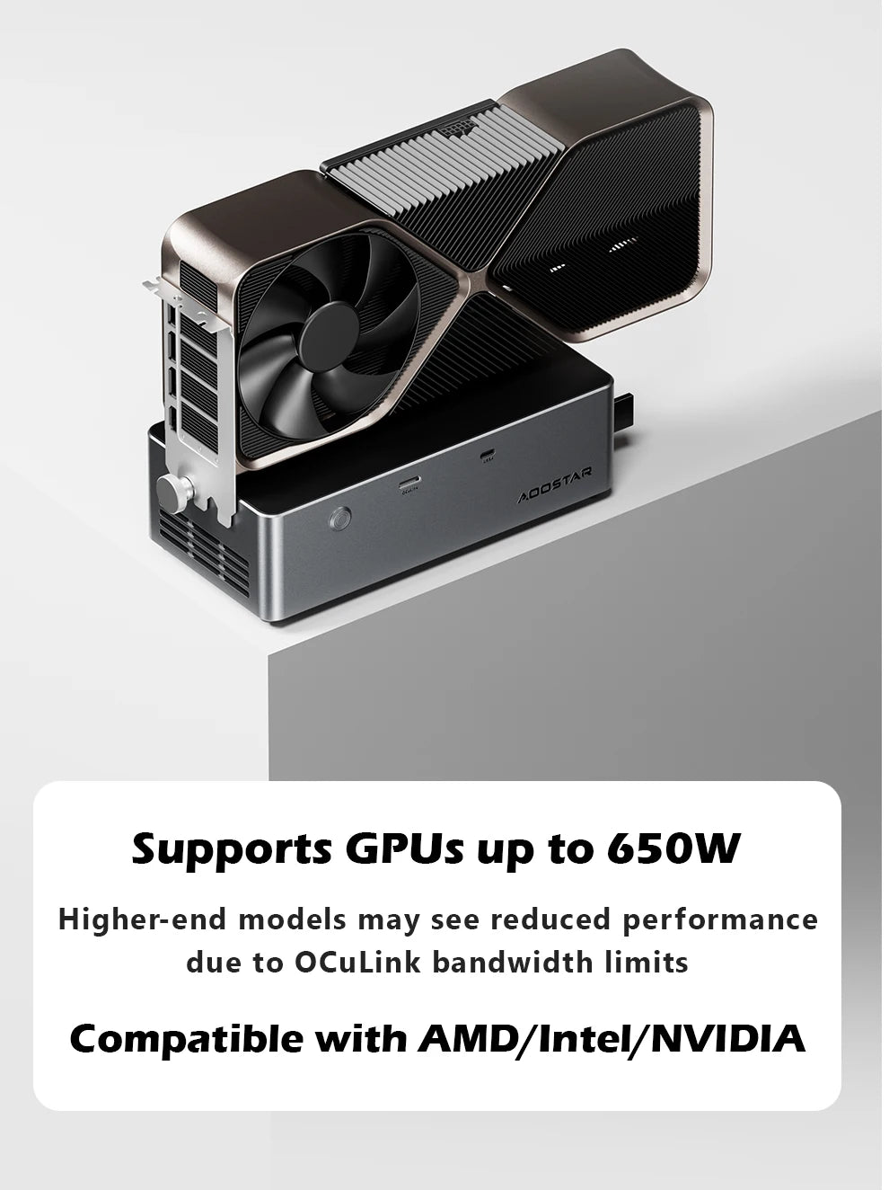 AG01 AG02 EGPU Dock with OCulink/USB4 Port,Built-in 800W Power Supply, Supports TGX hot-swap,PCIe 4.0 x4