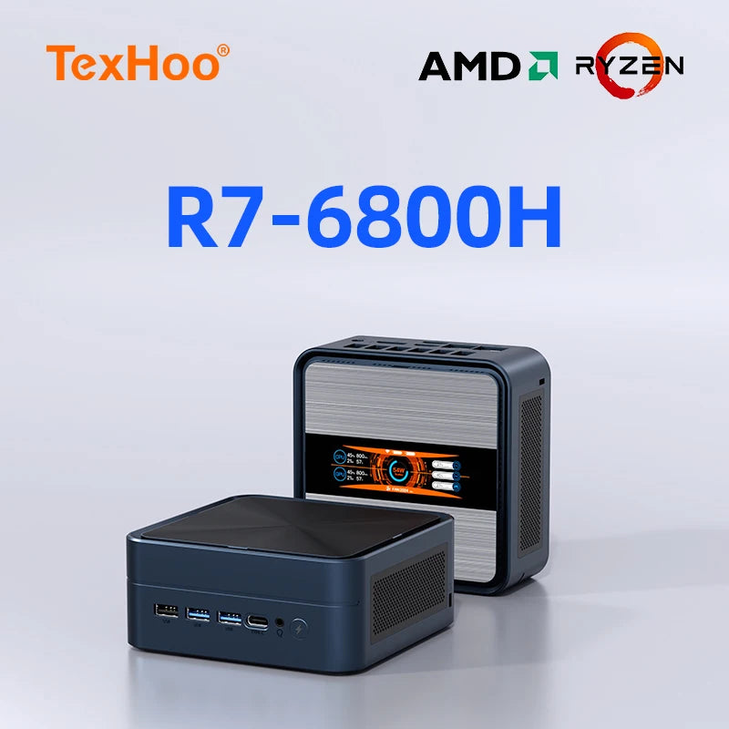 TexHoo Mini PC AMD Ryzen7 6800H Desktop Gaming Computer WIFI6 BT5.2  DDR5  Triple Display Dual  LAN openclaw