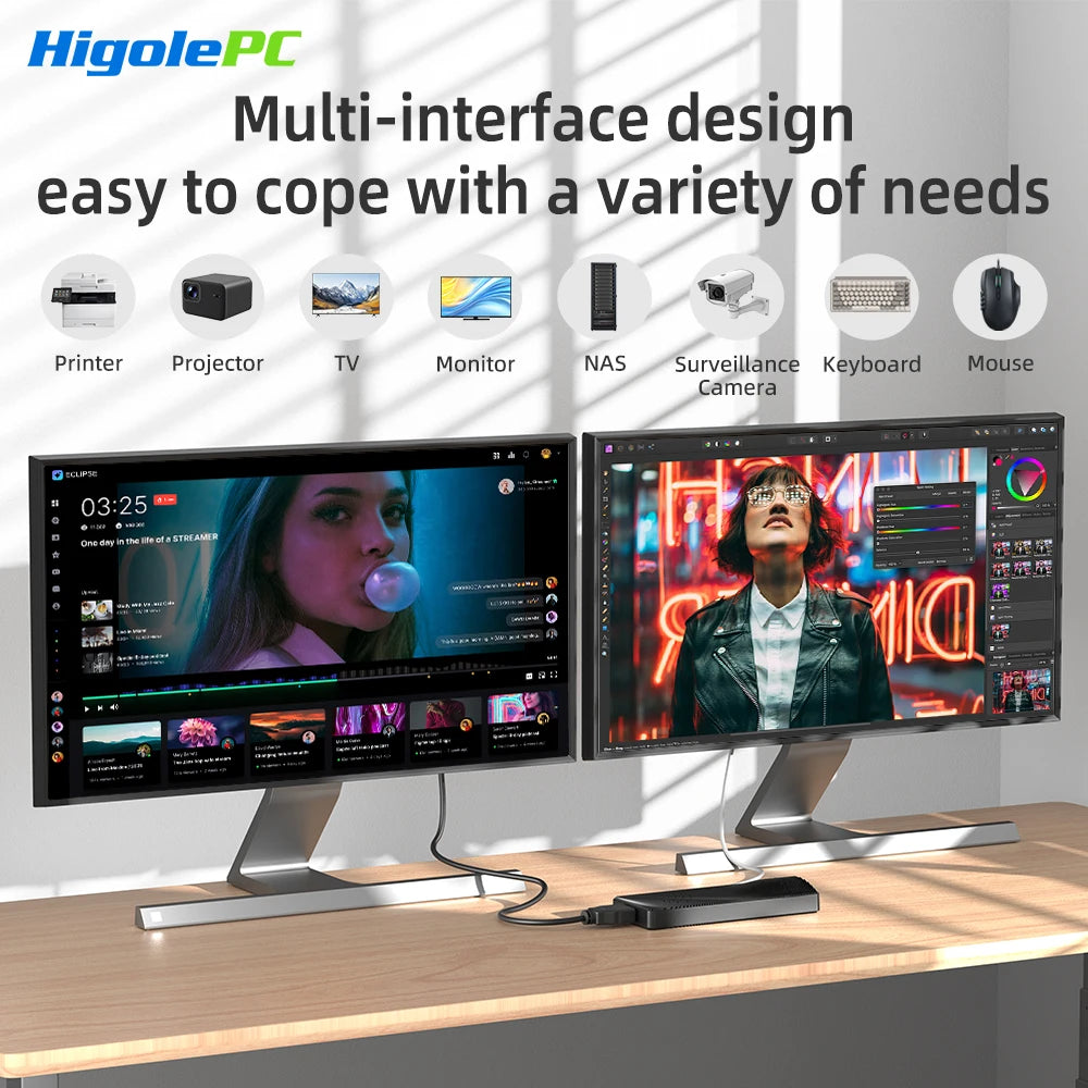 Higole PC Stick Fanless Mini PC Intel J4105 Windows 11 WiFi5 8GB 128/256GB Laptop Desktop PC HDMI 4K TV Stick PC Mini Computers