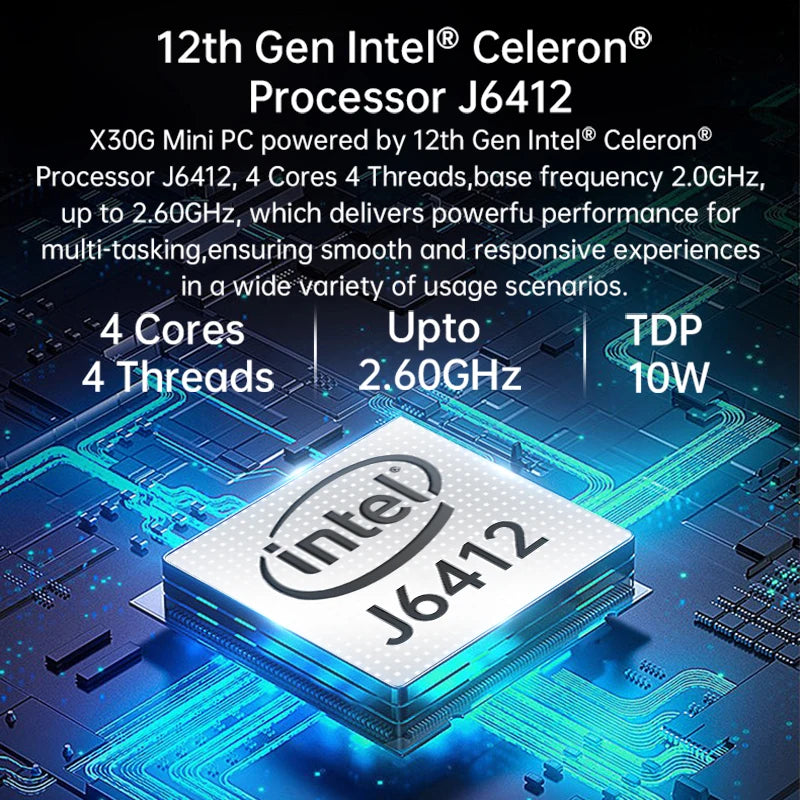 Fanless Mini PC 12th Gen Intel Celeron J6412 DDR4 M.2 SSD 2x GbE LAN RS232 RS485 Support WiFi SIM 4G LTE Windows 10/11 Linux