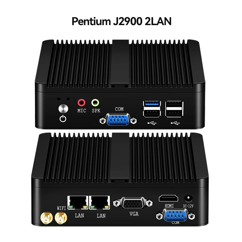 BEBEPC Fanless Mini PC Intel Celeron J6412 J1900 N2830 Dual LAN Windows 10 4 Core Industrial Mini Desktop Computer COM WiFi HTPC