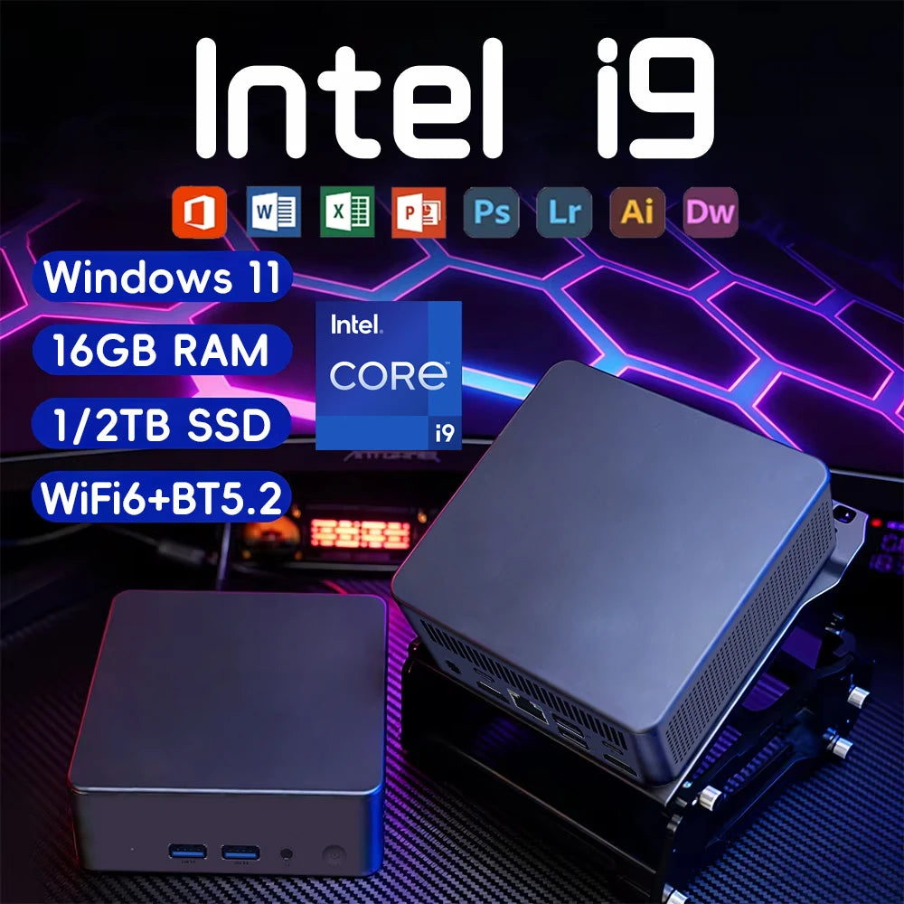 Portable Mini PC Intel Core i9 8950HK Intel Core i3 6100U Windows 11 Pro 16GB RAM 1TB SSD Gaming Computer WiFi6 Desktop PC