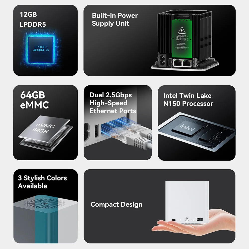 Beelink ME Mini ME Pro Intel Twin Lake N150 LPDDR5 4800MHz 16GB RAM 1T SSD WiFi6 4K Dual Lan home network storage nas mini host