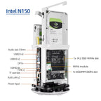 NAS Mini PC Intel N150 Ryzen 7 5825U DDR4 M.2 NVMe SSD 2.5G Ethernet WiFi6 2x 2.5/3.5inch HDD RAID Support FreeNas Windows 10/11