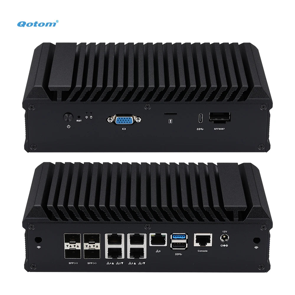 Mini PC Q20300G9 Atom C3000 CPU, 4x 10G SFP+/ 5x 2.5G LAN, 2x DDR4 RAM, 2x NVMe - PfSense/OPNsense Firewall Appliance