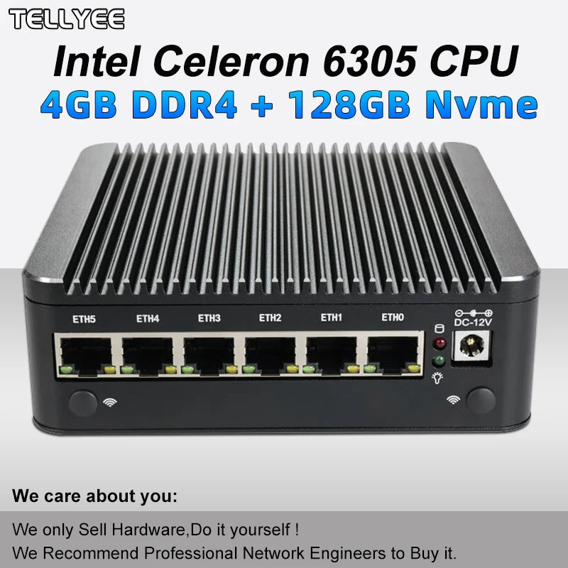 New Intel 6305 Soft router 6 LAN I226-V 2.5G fanless Mini PC DDR4 2*NVMe HD DP firewall OPNsense Mini PC