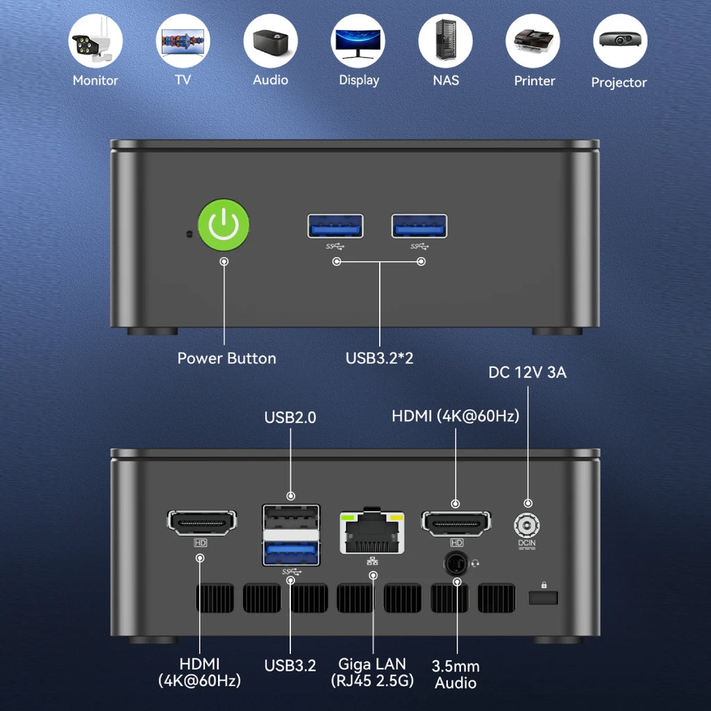 GMKtec G3S Mini PC Intel Alder Lake N95 Windows 11 Pro Mini PC 8GB DDR4 128/256GB PCIe M.2 SSD WiFi 5 BT5.0 Desktop Computer