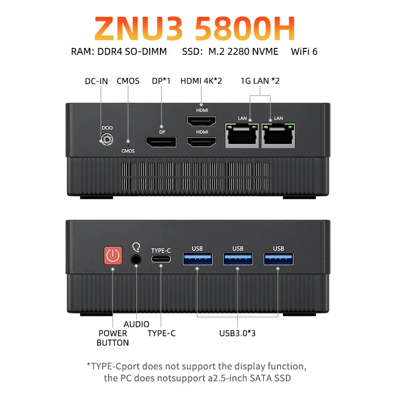 TexHoo Mini PC AMD Ryzen7 7730U R5 4300U R3 5300U Desktop Gaming Computer WIFI5 BT4.0  DDR4  Triple Display Dual  LAN