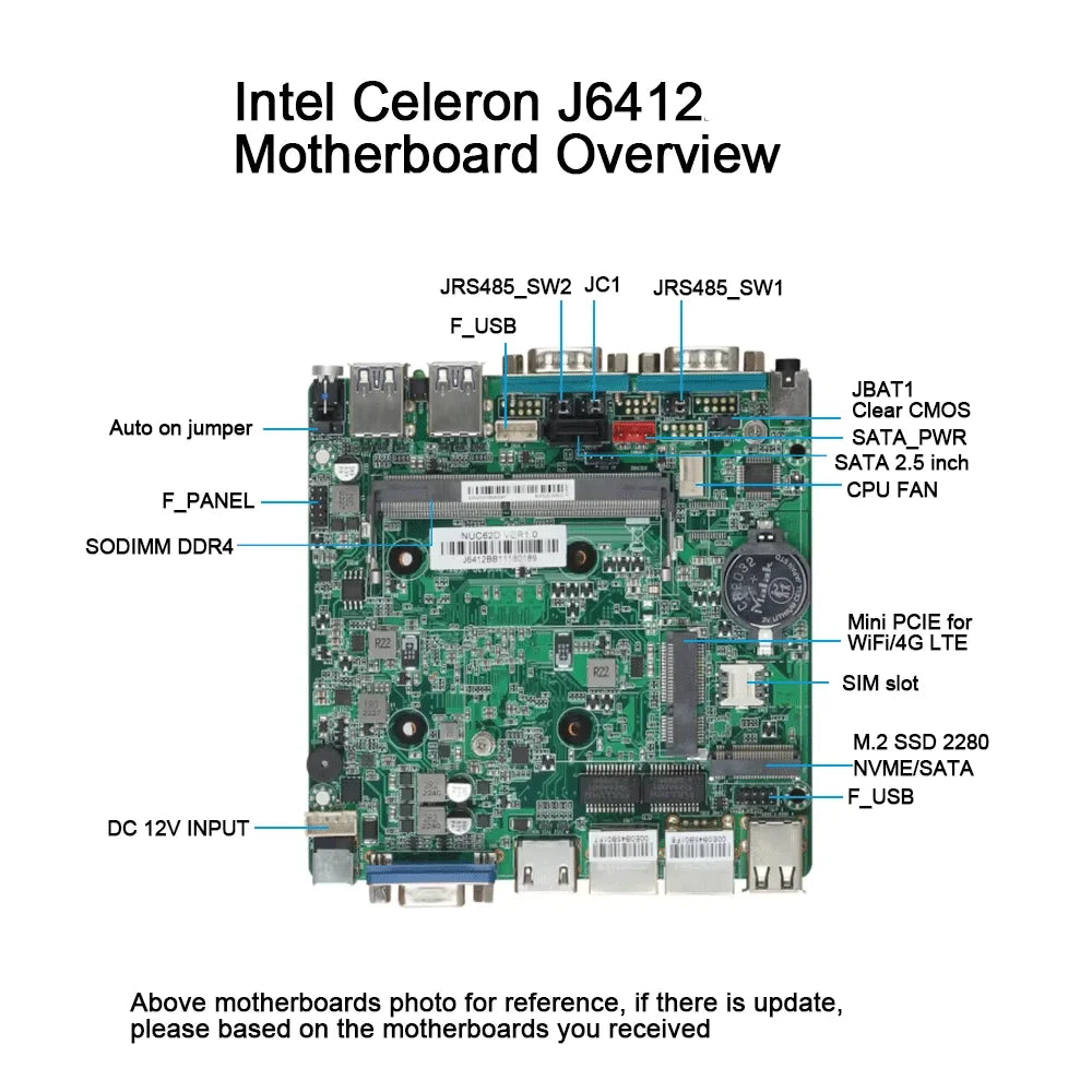 Intel Celeron Fanless Industrial IoT Mini PC J6412 J2900 J1900 2x COM RS232 RS485 2x Gigabit Ethernet Support WiFi 3G 4G SIM