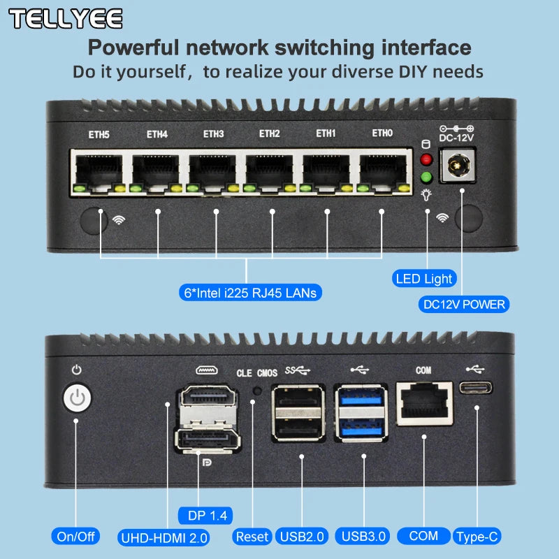 New Intel 6305 Soft router 6 LAN I226-V 2.5G fanless Mini PC DDR4 2*NVMe HD DP firewall OPNsense Mini PC