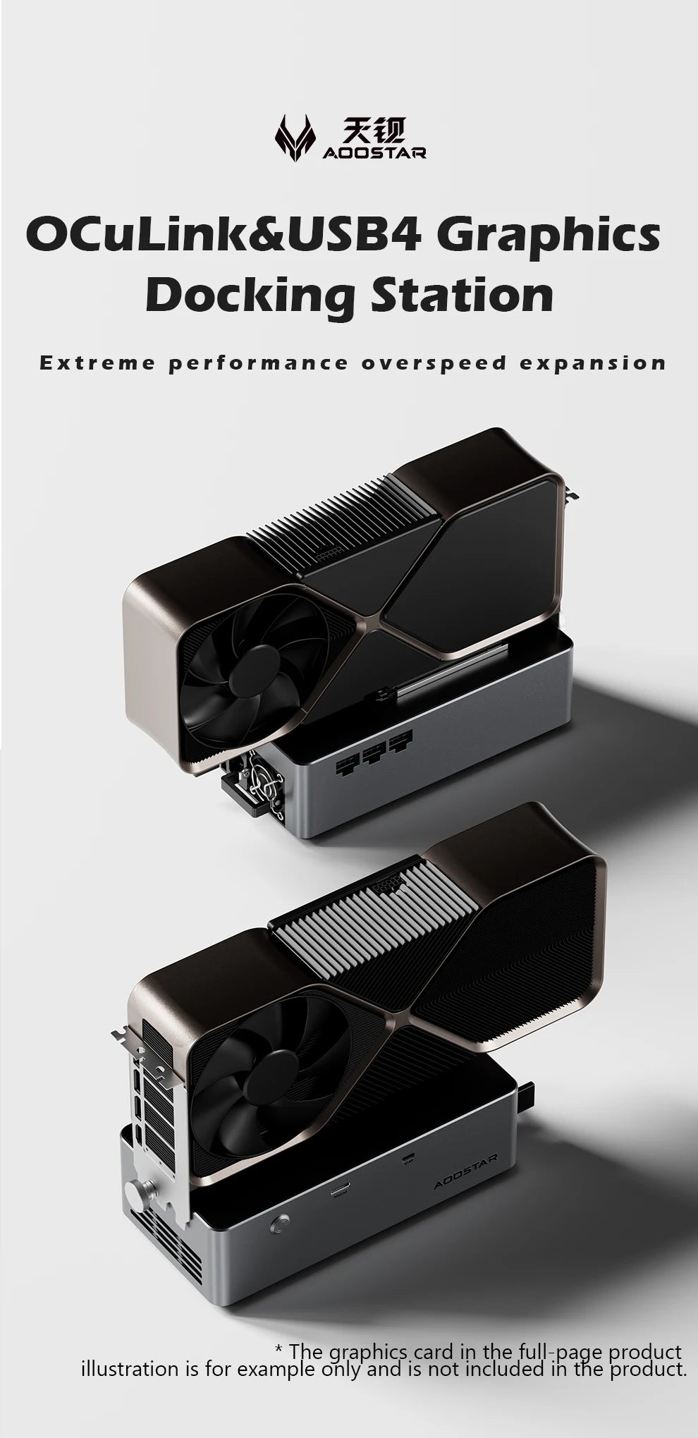 AG01 AG02 EGPU Dock with OCulink/USB4 Port,Built-in 800W Power Supply, Supports TGX hot-swap,PCIe 4.0 x4