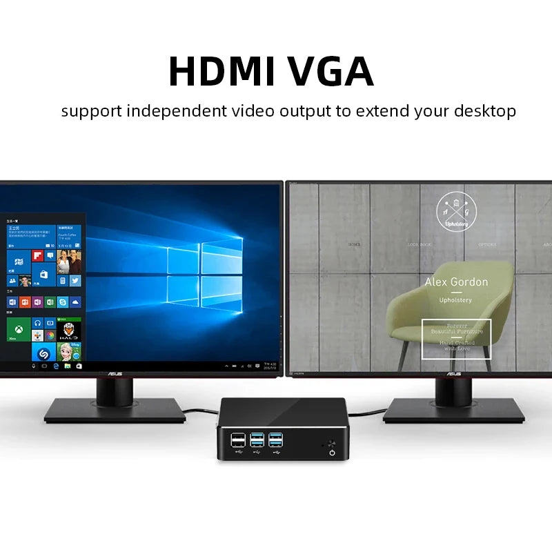 XCY Mini PC Intel Core Processor i7 5500U i5 5200U i3 5005U 8GB DDR3L 128GB 256GB SSD 300Mbps WiFi 8x USB Ports Windows 10 Linux