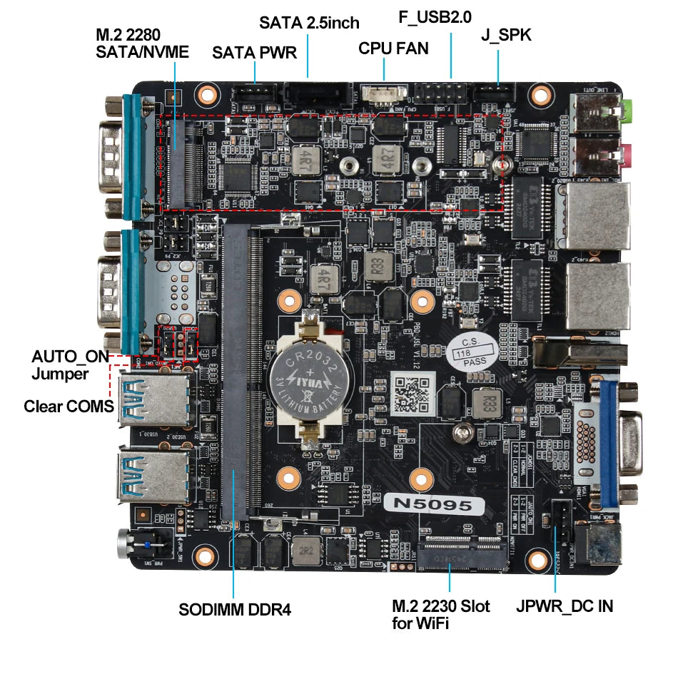 Fanless Mini Industrial PC Intel Celeron N5105 2x RS232 Serial Ports 2x Gigabit Ethernet Mini-PCIe Expansion Windows Linux