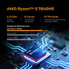 GMKtec M6 Ultra Gaming Mini PC AMD Ryzen 5 7640HS (Upgraded 6600H/6800H) Desktop Mini Computers WiFi 6/BT 5.2, Triple 4K Display
