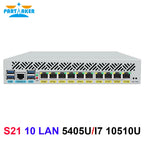 Partaker Firewall Appliance Intel 5405U 10th Gen i7 10510U 10 x i210 Lan Dual HD-MI DDR4 RAM Support Ros Ubuntu Linux OPNsense