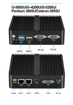 Fanless Mini PC IPC Intel J1900 J2900 i5-5200U 2xEthernet 2x COM DB9 HDMI VGA mPICE Expansion WiFi 4G LTE Support Windows Linux