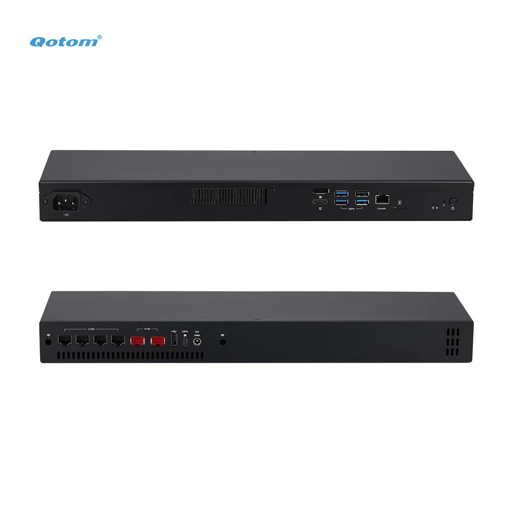 Qotom Mini PC Intel N100/ i3-N305, 2x 10G Marvell AQC113 & 4x 2.5G LAN, DDR5 Router Appliance for OpenWrt/ Linux, Mini Case/ 1U