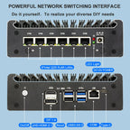 Intel Pentium Gold 8505 Soft Router 6 Lans i226-V 2.5G Fanless Mini PC COM HD DP USB Type-C DDR5 SATA pfSense Firewall Appliance