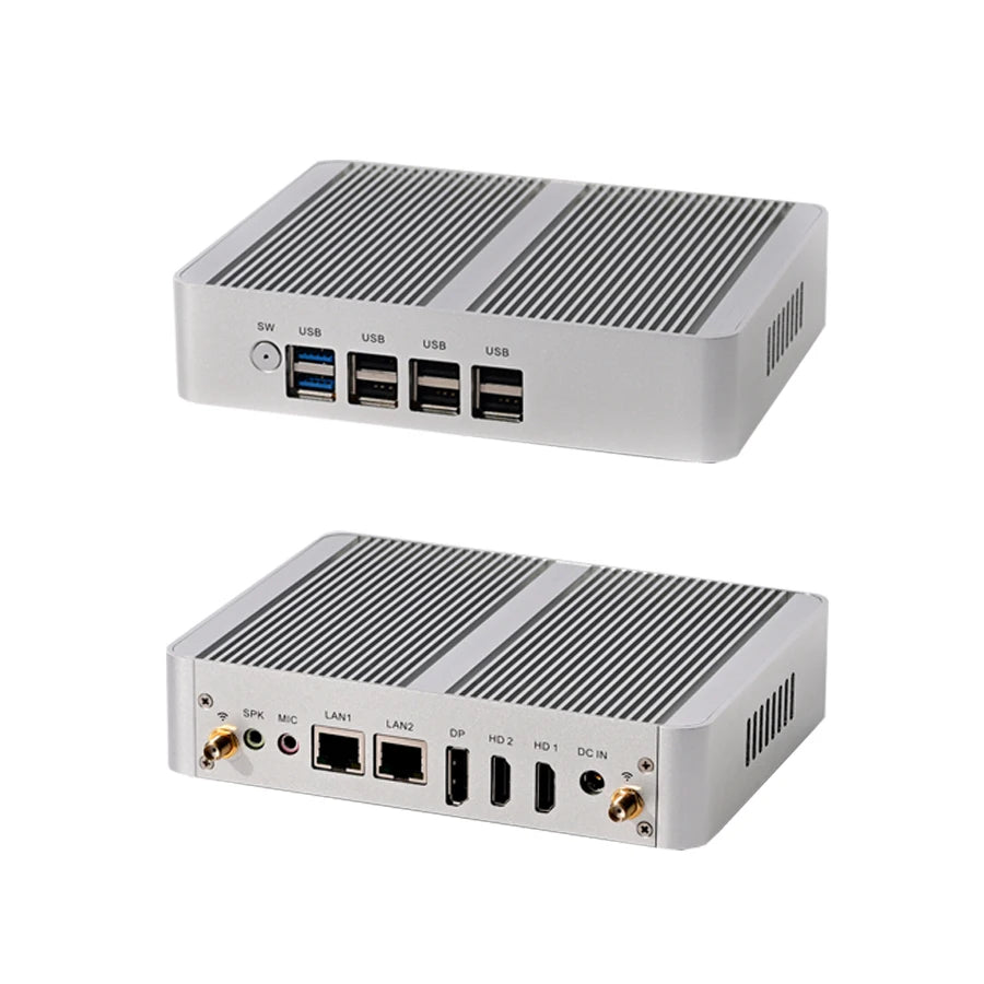Intel N100 N95 Fanless MINIPC Mini industrial PC Dual LAN 2*HDMI2.0 4K 60Hz+DP 3 screen display DDR4 Low power 0 noise