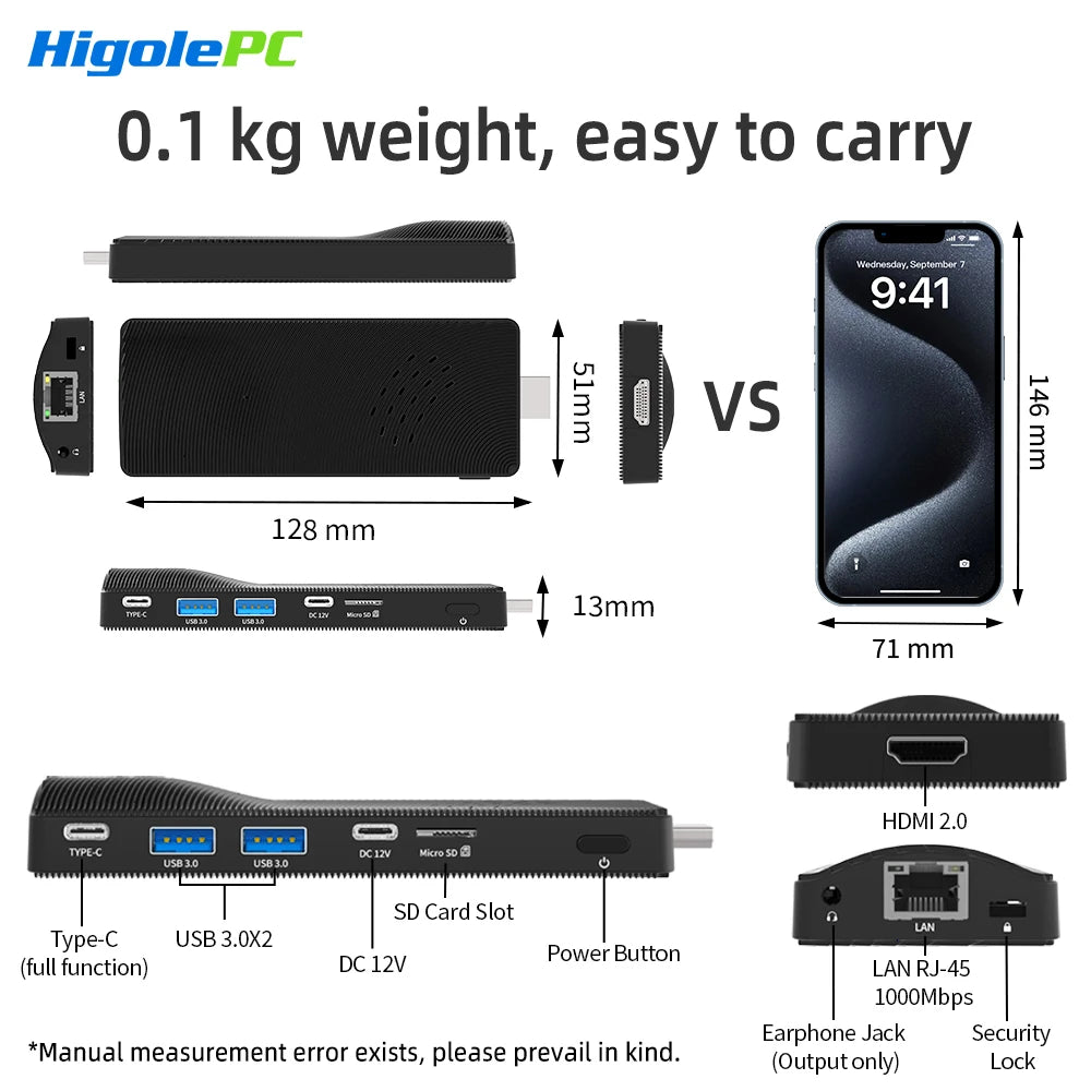 Higole PC Stick Fanless Mini PC Intel J4105 Windows 11 WiFi5 8GB 128/256GB Laptop Desktop PC HDMI 4K TV Stick PC Mini Computers