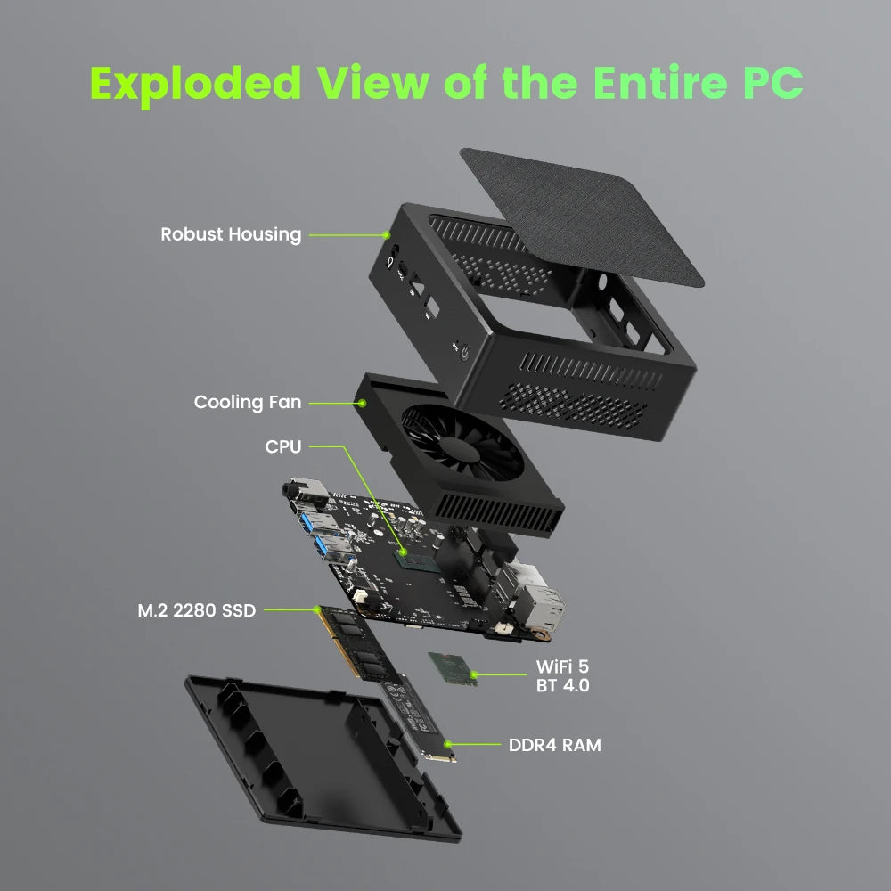 TexHoo Mini PC Intel  N150 N100  N95 Supports up to 16GB DDR4 512GB SSD  Dual HDMI  Desktop Gaming Computer