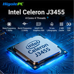 Higole F3APL 8'' Fanless Mini PC Intel J3455 Windows 10 WiFi5 4GB 64GB 2340mAh with Screen 4K Laptop Desktop PC Mini Computers