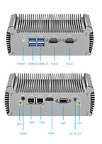 XCY Fanless Industrial Mini PC Intel Core i7-4500U 2x RS-232 Serial Ports Dual GbE LAN 4x USB Support WiFi Windows Linux