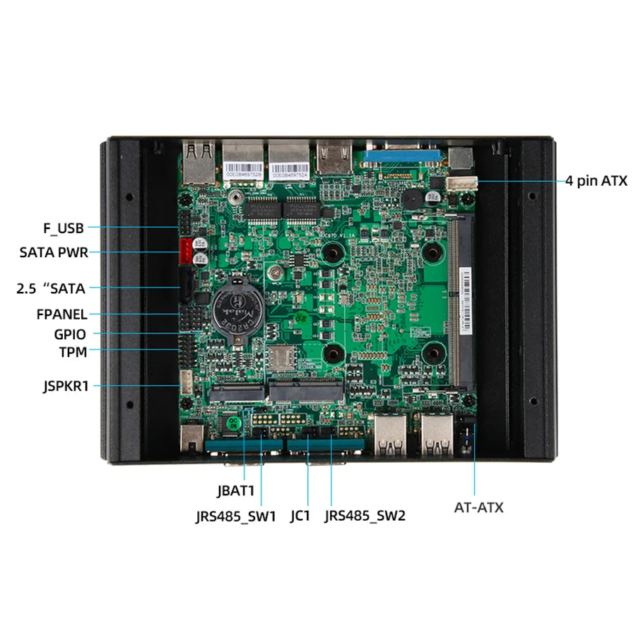 Fanless Industrial Mini PC Intel i3-8130U i5-8250U 2x DB9 RS232 RS485 2x LAN 6x USB Mini PCIe GPIO WiFi 4G LTE Win10/11 Linux