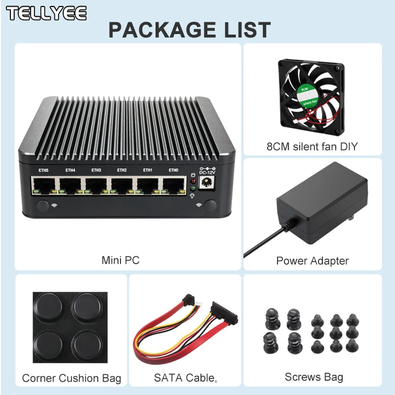 New Intel 6305 Soft router 6 LAN I226-V 2.5G fanless Mini PC DDR4 2*NVMe HD DP firewall OPNsense Mini PC