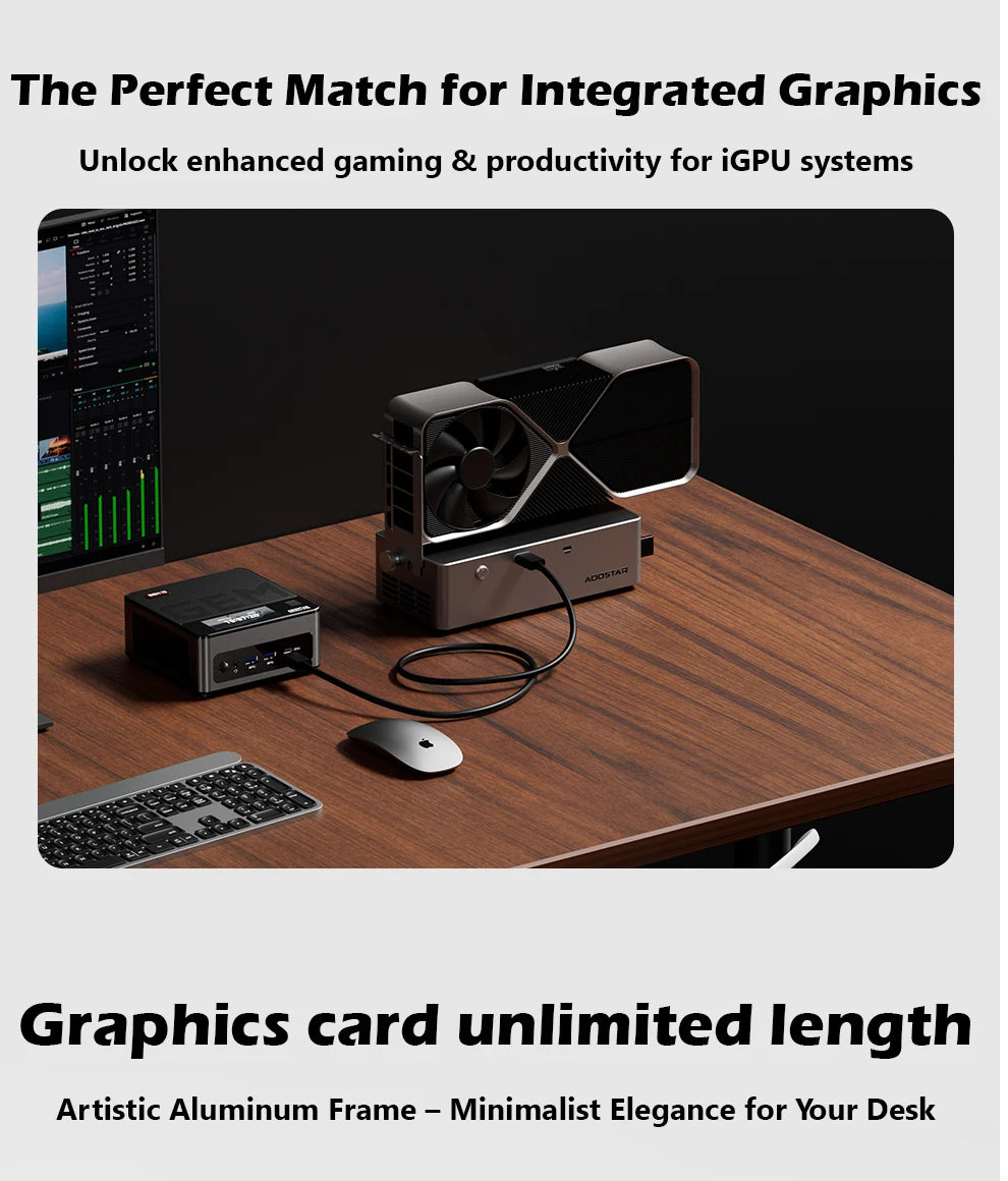 AG01 AG02 EGPU Dock with OCulink/USB4 Port,Built-in 800W Power Supply, Supports TGX hot-swap,PCIe 4.0 x4