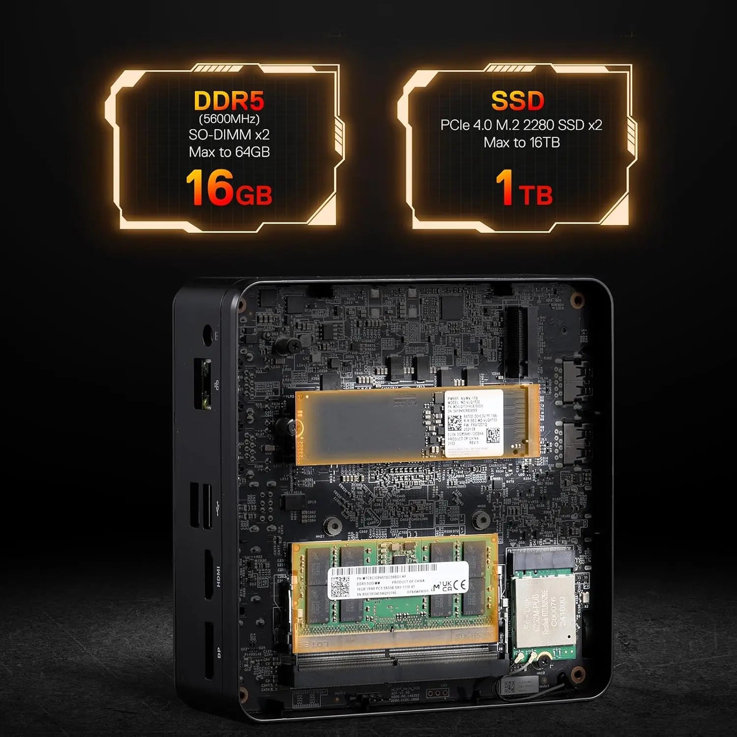 Redragon MPC745 Mini PC AI NPU AMD Ryzen 7 8845HS Processor(MAX 5.1 GHz), Mini Desktop Computer ,Radeon 780M Graphics & 16GB DDR