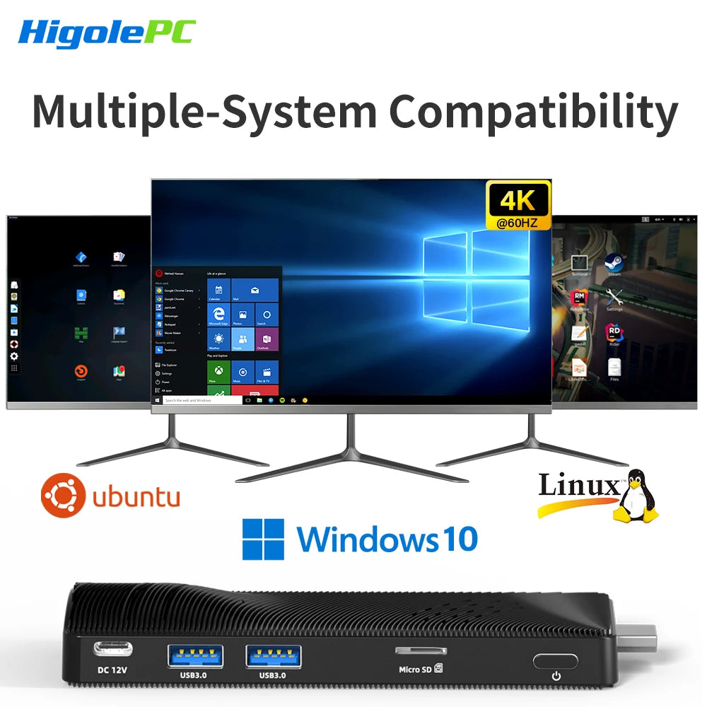 Higole D5 PC Stick Fanless Mini PC Intel Pentium N4200 Windows 10 WiFi5 4GB 64GB Laptop Desktop PC 4K TV Stick PC Mini Computers