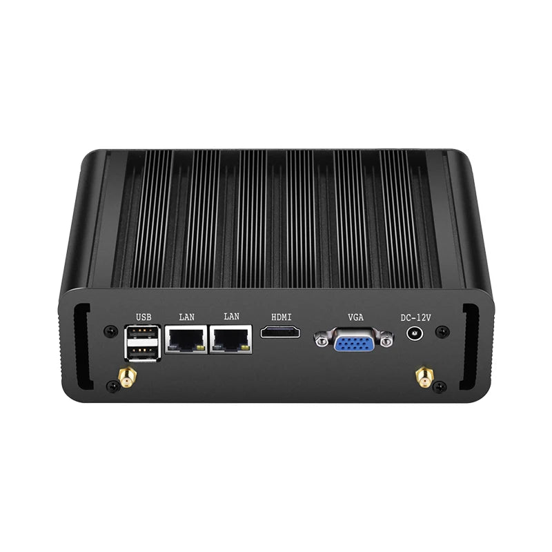 Fanless Industrial Mini PC Intel N100 Dual Ethernet 2x COM DB9 RS232 RS485 3G 4G LTE SIM Card Slot GPIO WiFi Windows Linux