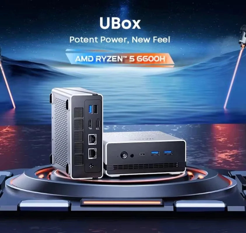 CHUWI UBox Mini PC AMD R5 16GB DDR5 512GB 6600H 6-Core 12-Thread Computer PCIe 4.0 SSD WiFi 6 BT5.2 Mini PC Desktop Computer