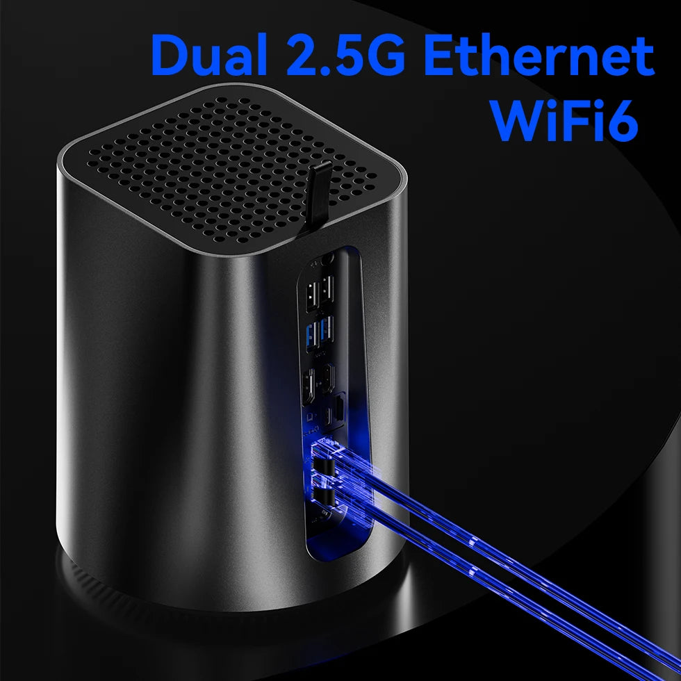 NAS Mini PC Intel N150 Ryzen 7 5825U DDR4 M.2 NVMe SSD 2.5G Ethernet WiFi6 2x 2.5/3.5inch HDD RAID Support FreeNas Windows 10/11