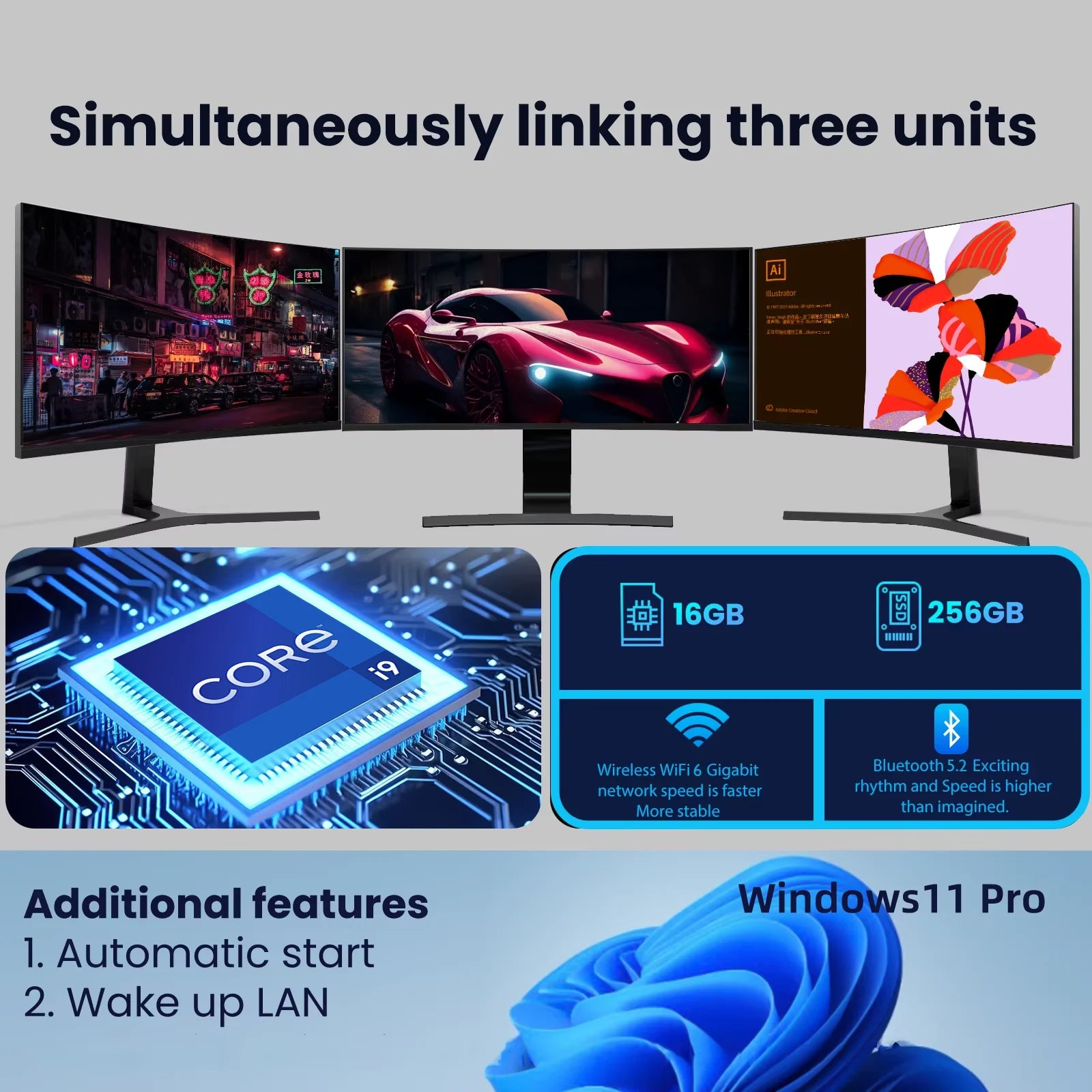 2026 Mini PC Core i9-8950HK/i7-4510 Windows 11 Pro Desktop PC Gaming Computer 16GB DDR4 512GB/1TB SSD WiFi6 BT5.2 4K Pc Desktop