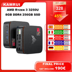KAMRUI E1 Mini PC AMD R3 3250U 8GB DDR4 RAM 256GB M.2 SSD Up to 3.5GHz Dual 4K WiFI5 Win11PRO Micro Desktop Computer for Office