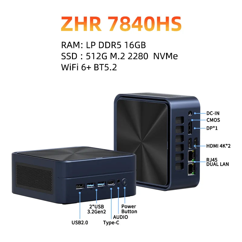 TexHoo AMD R7 6800H 6600H 6600U 7530U 5800H  4800H 4500U Mini PC  DDR5 NVMe SSD WiFi 6  BT5.2 HDMI DP  Dual LAN Desktop computer