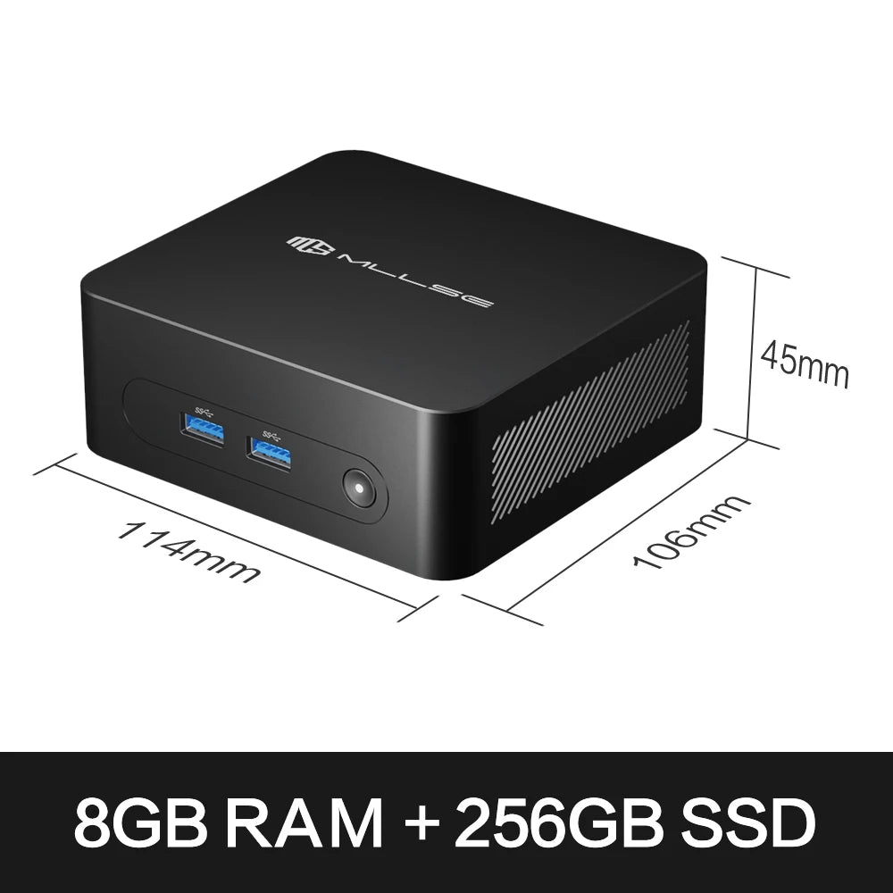 MLLSE M2 Plus Mini PC Intel Celeron 5205U Processor 8GB RAM 256GB ROM WiFi 5 BT4.2 Windows 11 Pro Desktop Computer