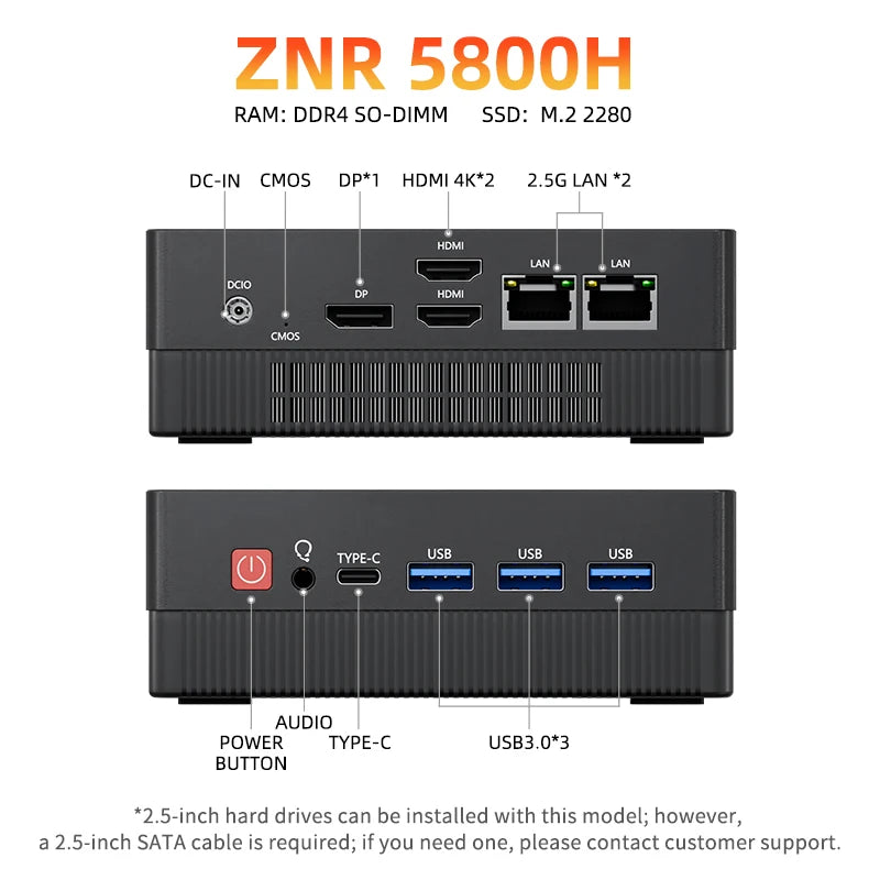 TexHoo AMD R7 6800H 6600H 6600U 7530U 5800H  4800H 4500U Mini PC  DDR5 NVMe SSD WiFi 6  BT5.2 HDMI DP  Dual LAN Desktop computer