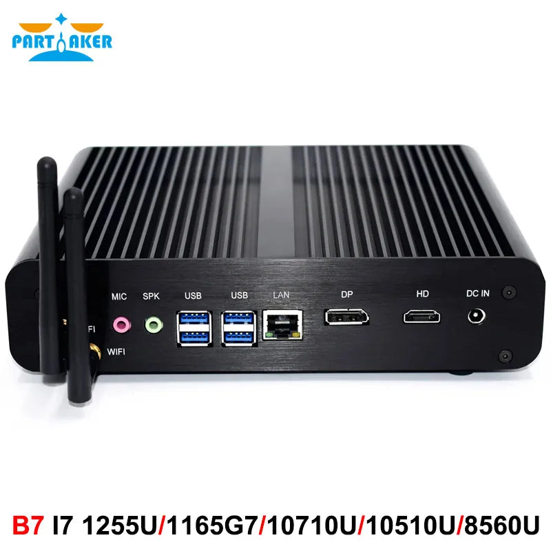 Partaker 12th Gen Alder Lake Fanless Mini PC Intel Core I7 1255U 1260P 1165G7 10510U HD DP Win 11 Gaming Desktop Computer WiFi