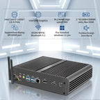 Partaker 12th Gen Alder Lake Fanless Mini PC Intel Core I7 1255U 1260P 1165G7 10510U HD DP Win 11 Gaming Desktop Computer WiFi