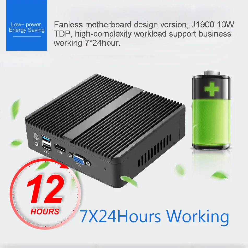 Firewall Router pFsense Fanless Mini PC Celeron J1900 J4125 4 Core 4 LAN Gigabit Windows 10 Linux Openwrt Industrial  Server