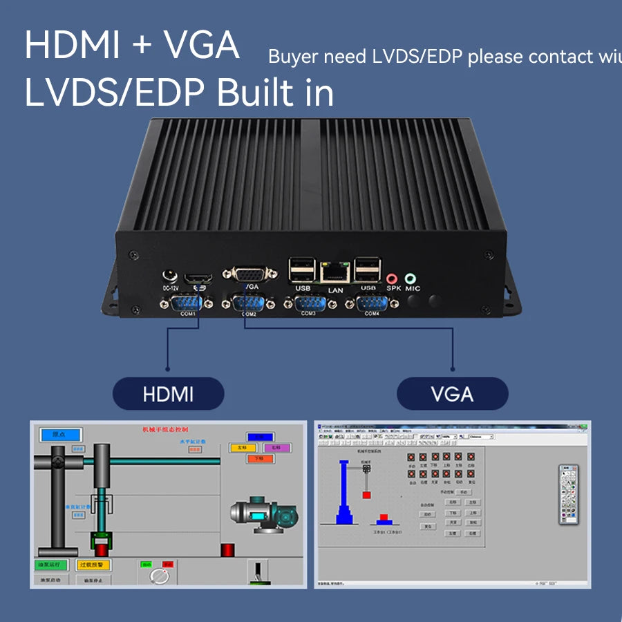 XCY X26G Industrial Mini PC Support Windows XP/7/8/10 Linux Intel i5-3317U 1037U 4x COM RS232 8x USB HDMI VGA Mini PCIE LVDS