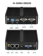 Helorpc Industrial Mini PC with Inter i3 i5 Celeron Processor Support WIN10 Linux RS232 WiFi with 4xUSB 1xHDMI 1xVGA Computer