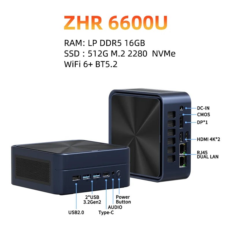 TexHoo AMD R7 6800H 6600H 6600U 7530U 5800H  4800H 4500U Mini PC  DDR5 NVMe SSD WiFi 6  BT5.2 HDMI DP  Dual LAN Desktop computer