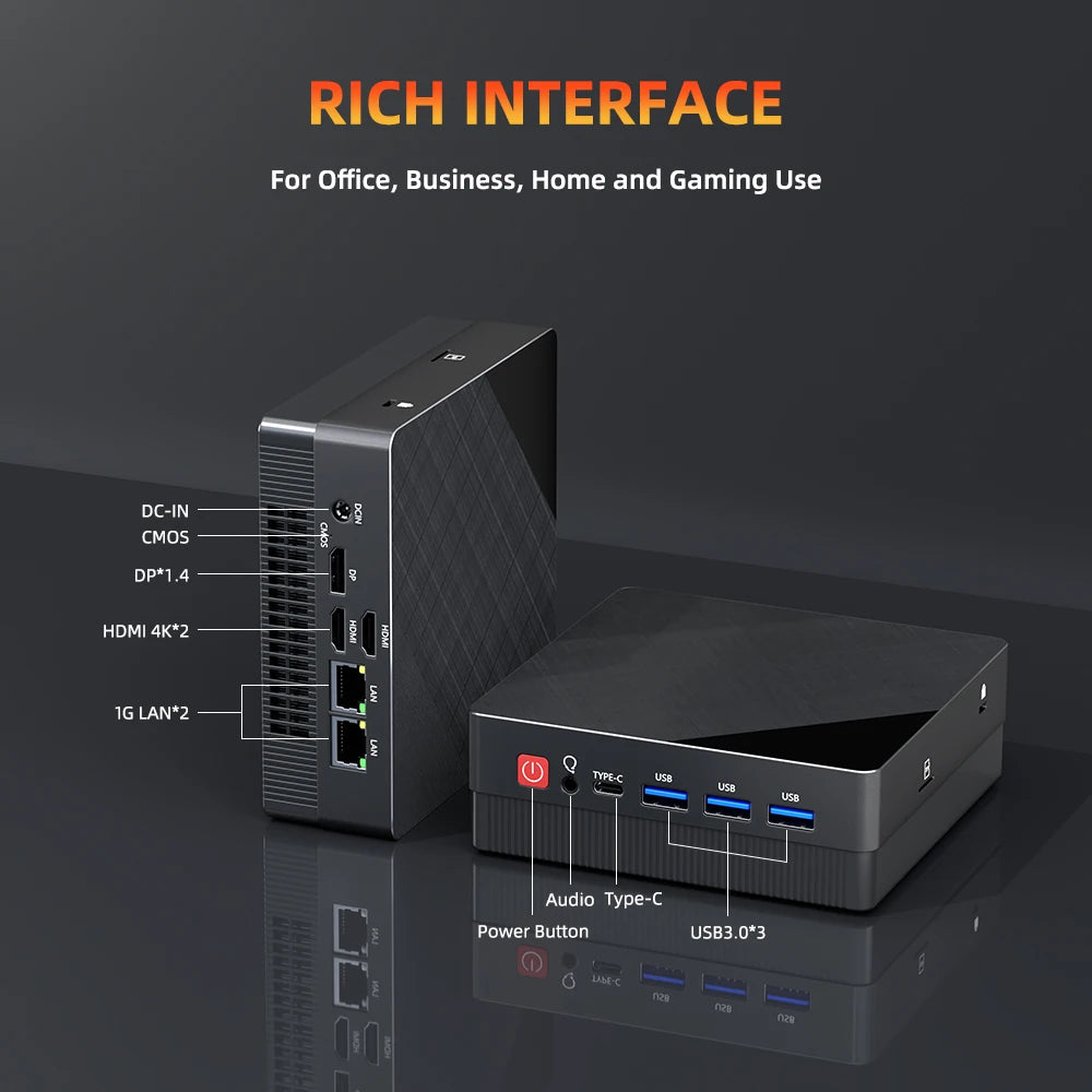 TexHoo Mini PC AMD R7 5800H 7730U  up to 16G DDR4 512G NVMe Dual HDMI DP Wifi6 WDesktop Gaming Computer Dual network ports