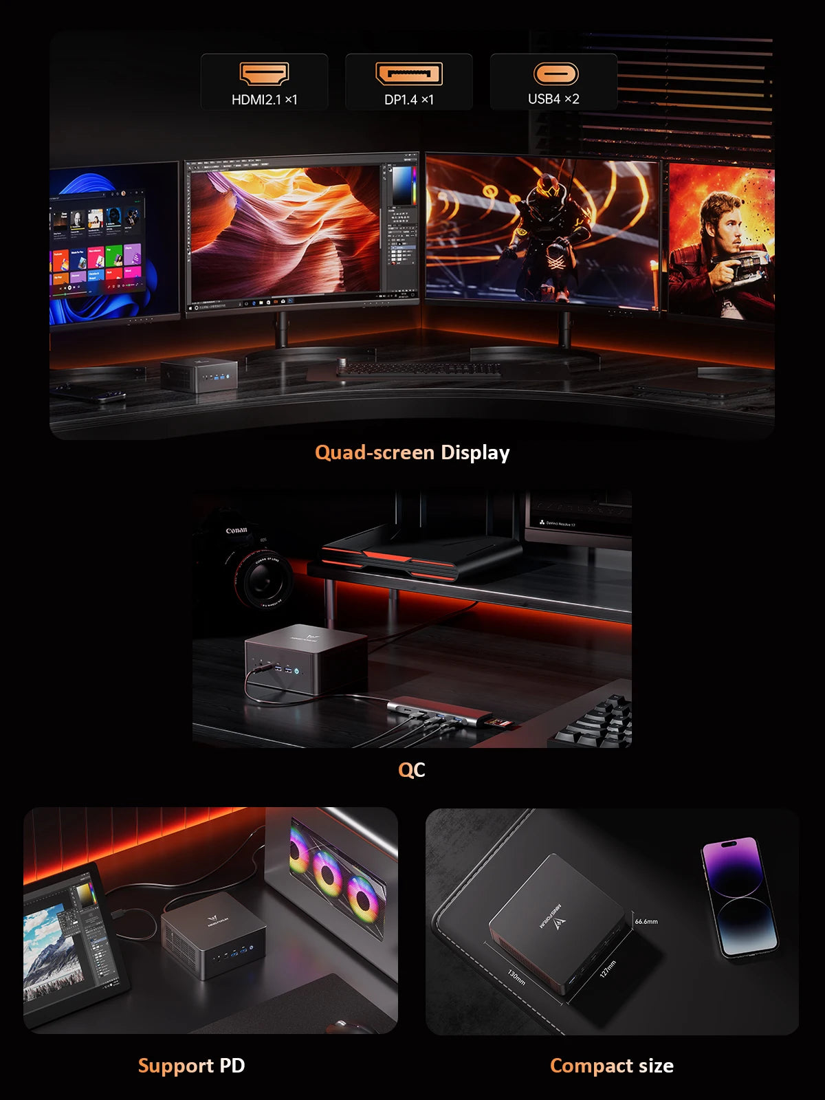 MINISFORUM UM890 Pro Mini PC AMD Ryzen 9 8945HS Windows 11 Mini Computer DDR5 32GB 1TB NVME SSD Oculink DP WiFi 6 Gaming Mini PC
