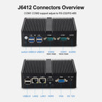 Fanless Mini PC Intel Celeron N5095 J6412 2x Gigabit Ethernet 2x COM RS232 RS485 6x USB Support WiFi 4G LTE Windows 10 Linux